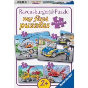 Puzzle set 4 buc vehicule de urgenta 2/4/6/8 piese